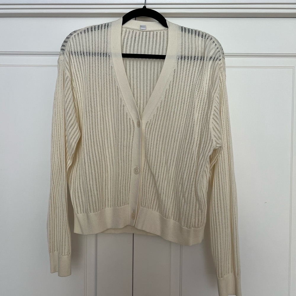 Uniqlo Cream Ribbed Cardigan Sweater